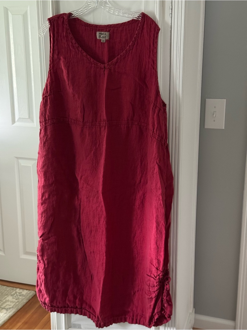 Vintage Flax 100% Linen Sleeveless Dress in Raspberry - Size 2G